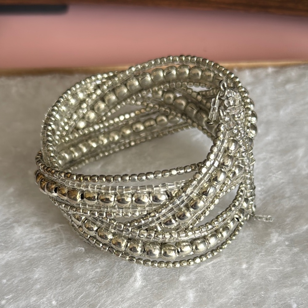 Elegant Silver Beaded Bracelet